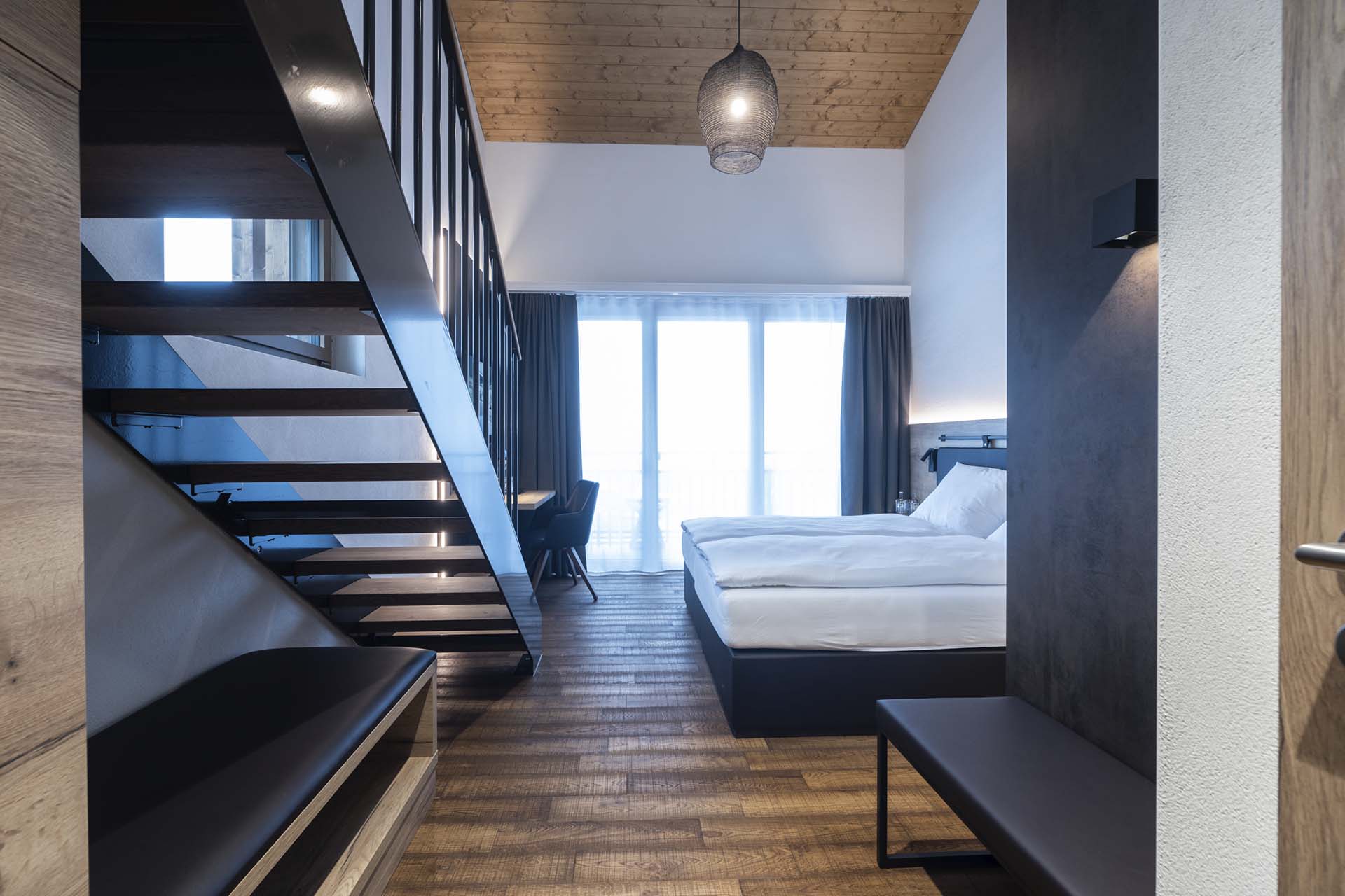 Panoramazimmer untere Etage mit Doppelbett